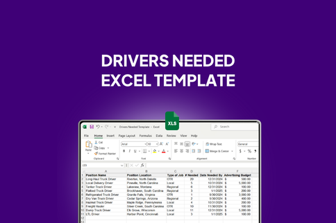 Drivers Needed Excel Template